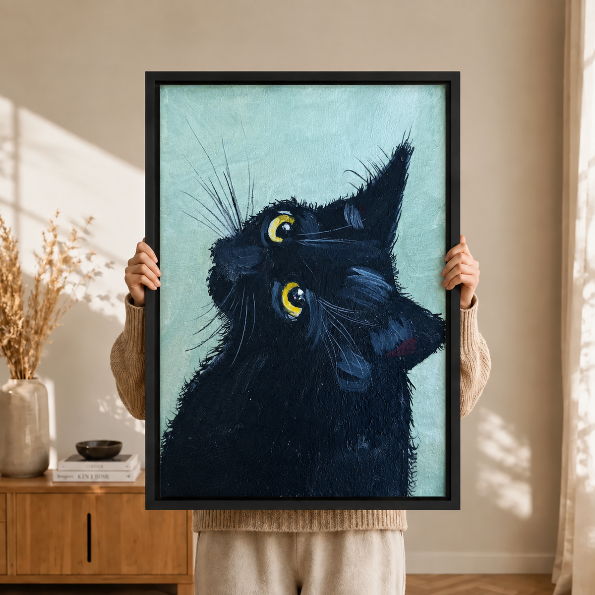 Black Cat Oil Painting Canvas Wall Art