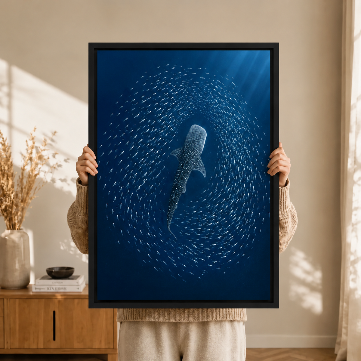 Whale Shark Ocean Spiral Canvas Art