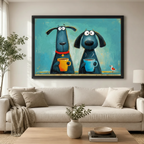 Funky Dogs Coffee Colorful Canvas Wall Art
