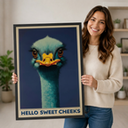 Hello Sweet Cheeks Ostrich Funny Vintage Canvas Print w6081