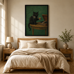 Black Cat Vinyl Record Canvas Art