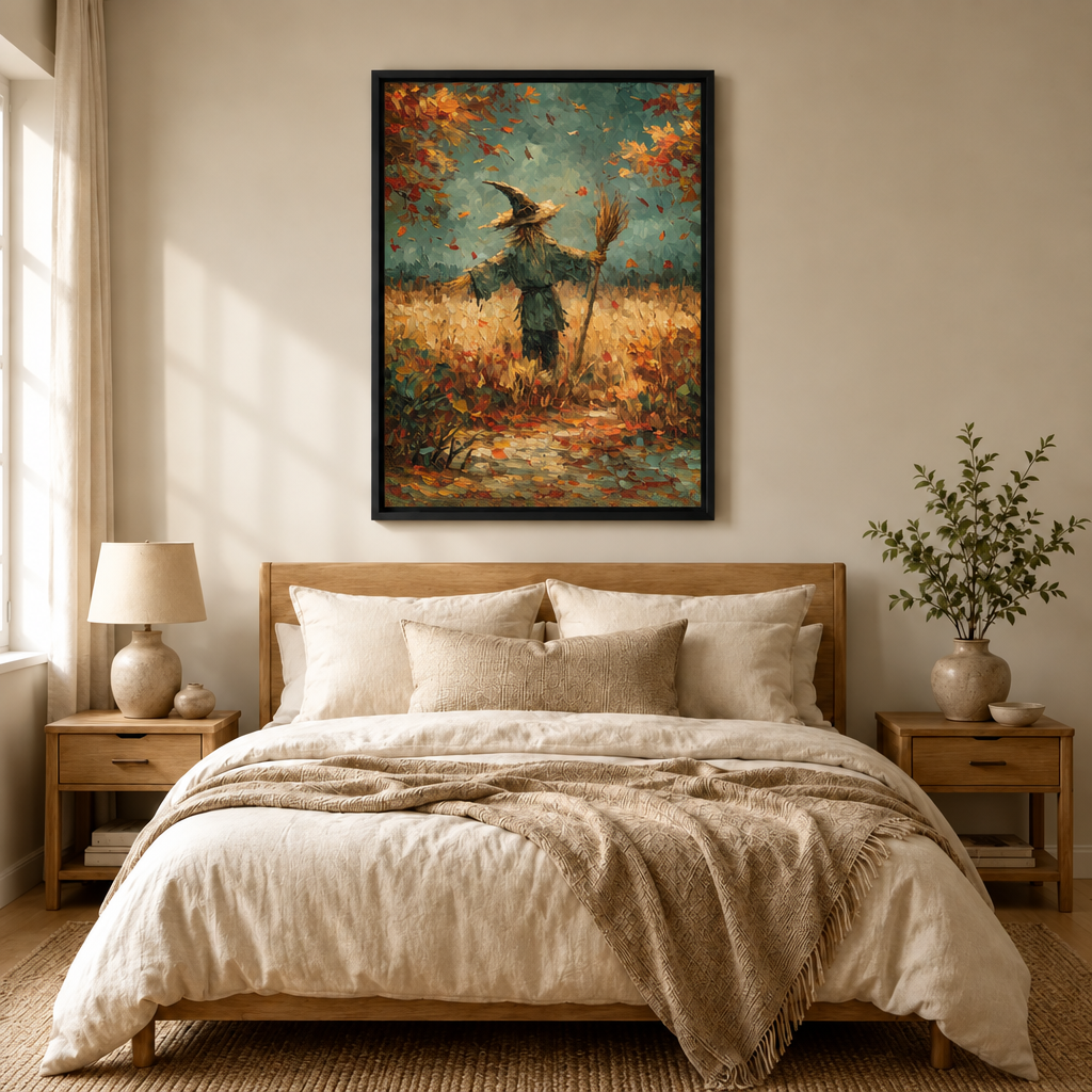 Autumn Scarecrow Field Canvas Wall Art