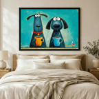 Funky Dogs Coffee Colorful Canvas Wall Art