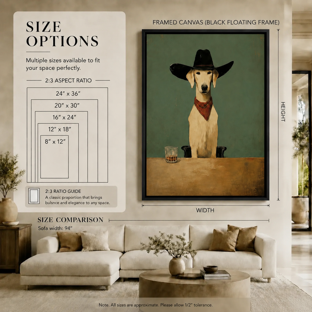 Rustic Dog Cowboy Hat Whiskey Canvas Art