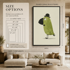 Dapper Green Bird Bowler Hat Canvas Wall Art