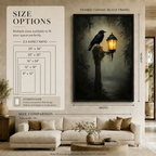 Raven on Lantern Gothic Foggy Forest Canvas Wall Art