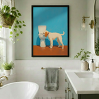 Funny Dog Drinking Toilet Pop Art Canvas Print w6083