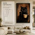 Moody Black Cat Coffee Cigarette Oil Canvas Art