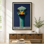 Hello Sweet Cheeks Ostrich Funny Vintage Canvas Print w6081