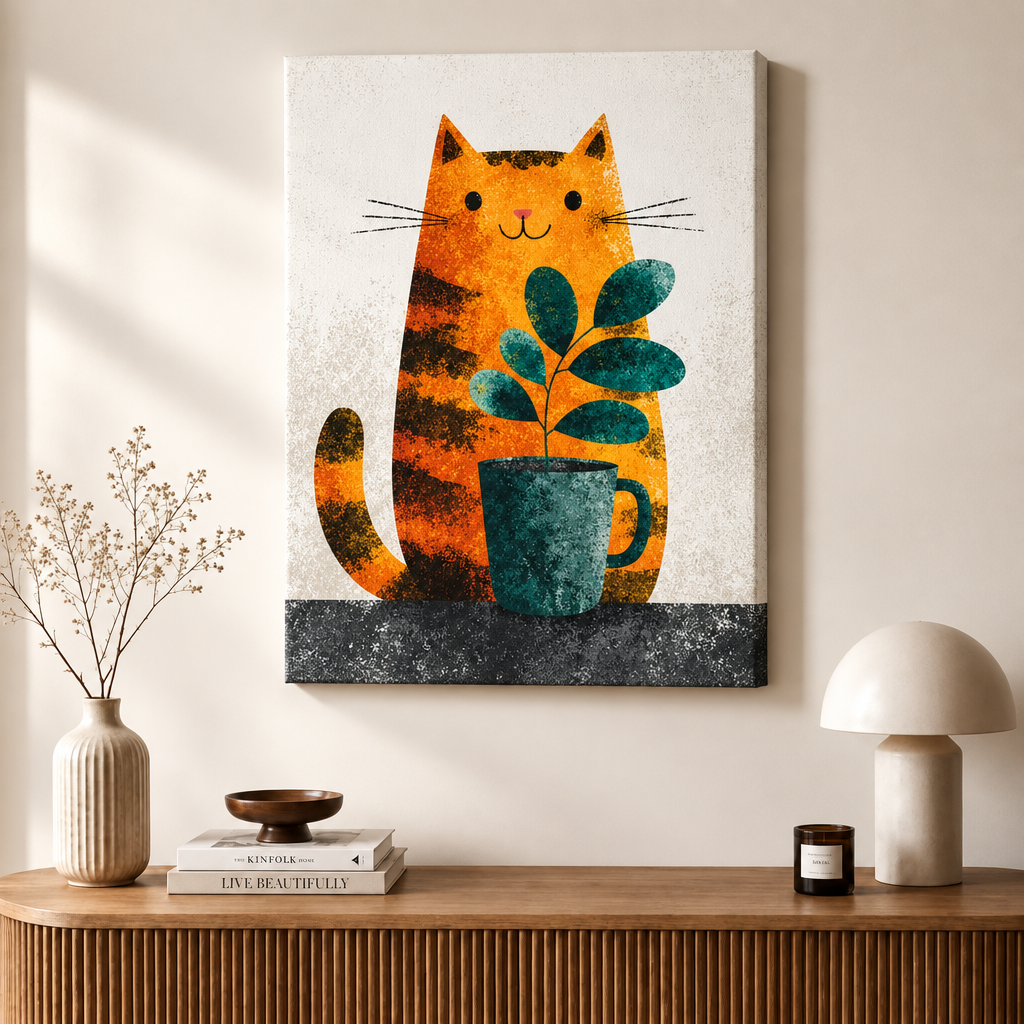 模板2 - 橙虎斑猫抱盆栽