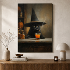 Witch Cat Dark Academia Canvas Wall Art