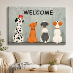 Welcome Four Dogs Entryway Canvas Art