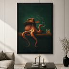 Cowboy Octopus Whiskey Dark Gothic Canvas Art