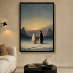 Owl and Penguin Sunset Antarctic Canvas Art