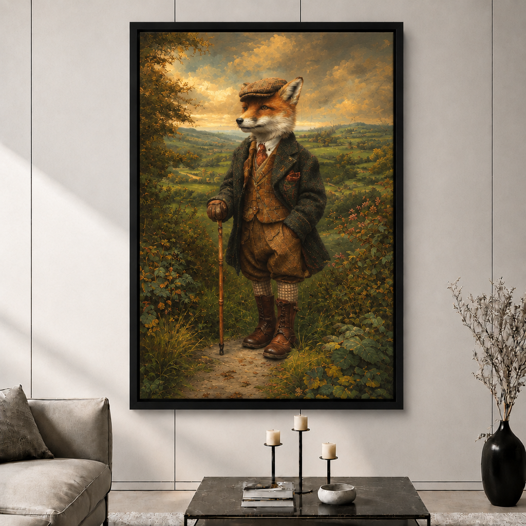 Dapper Fox Gentleman Oil Painting Canvas Art