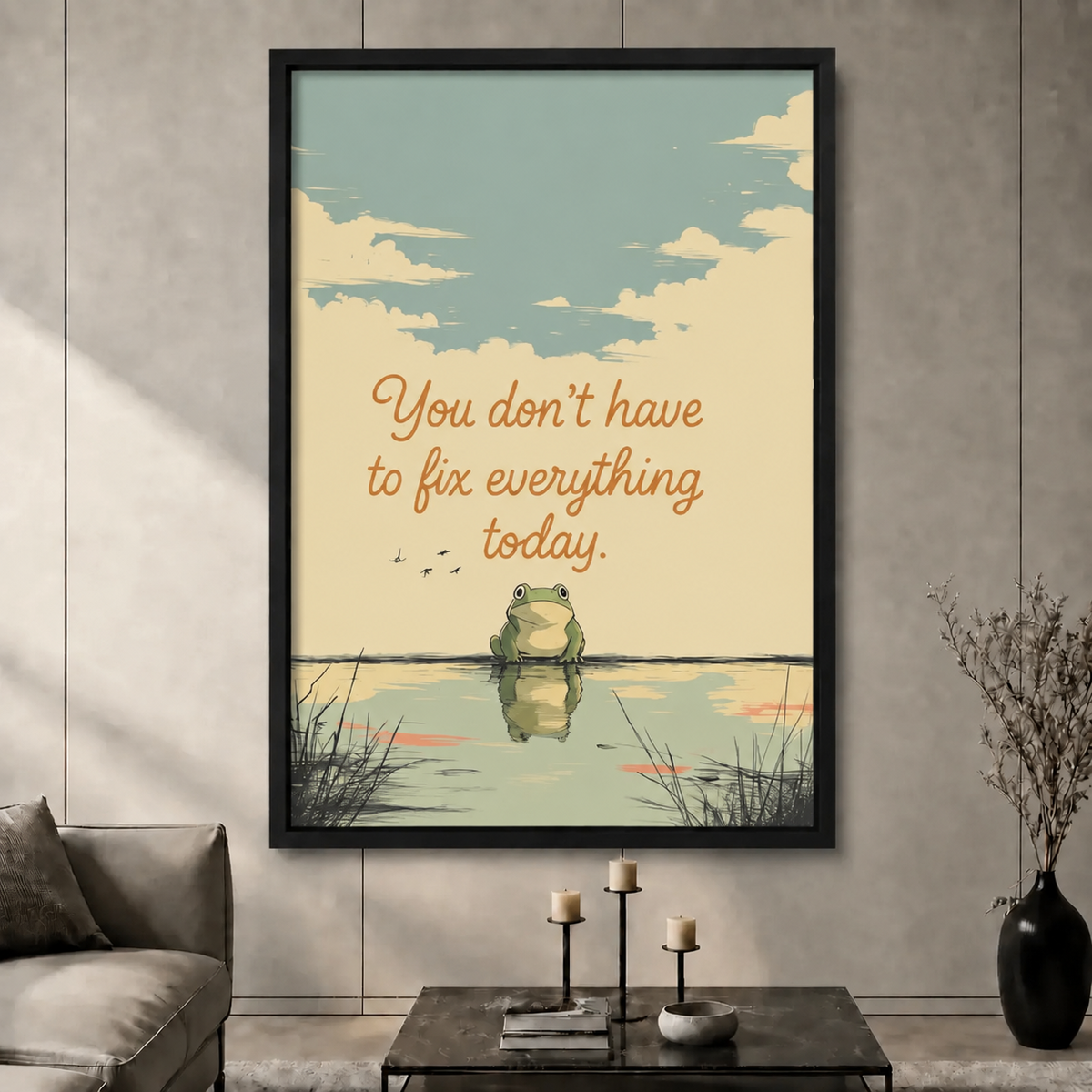 Inspirational Retro Frog Pond Canvas Wall Art