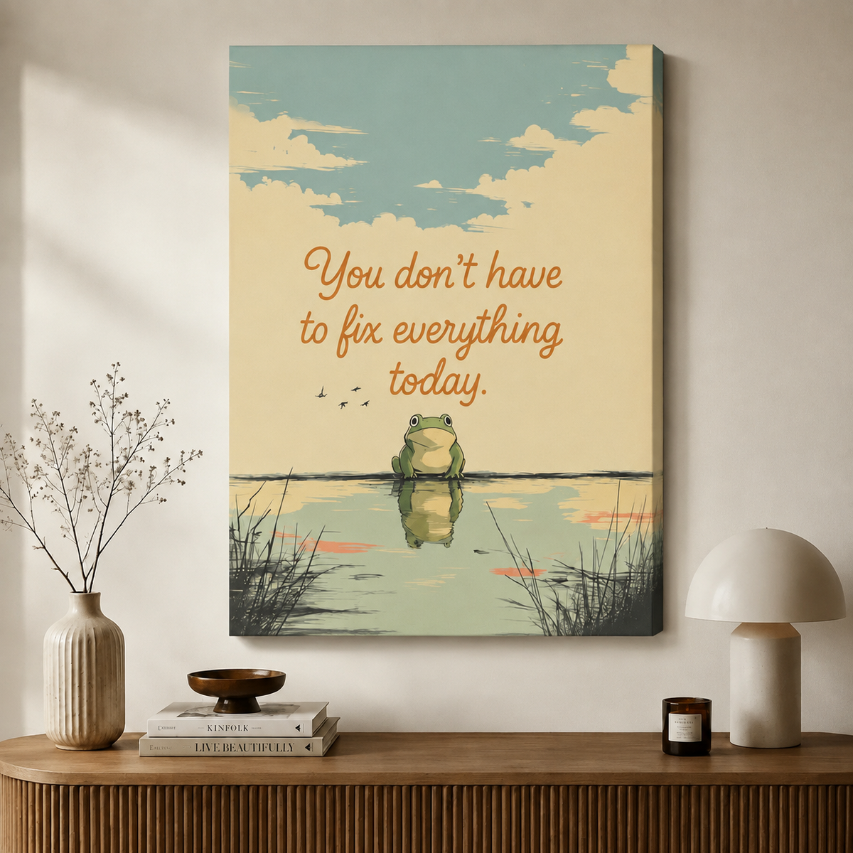 Inspirational Retro Frog Pond Canvas Wall Art