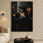 Dark Witch Vanity Mirror Black Cat Canvas