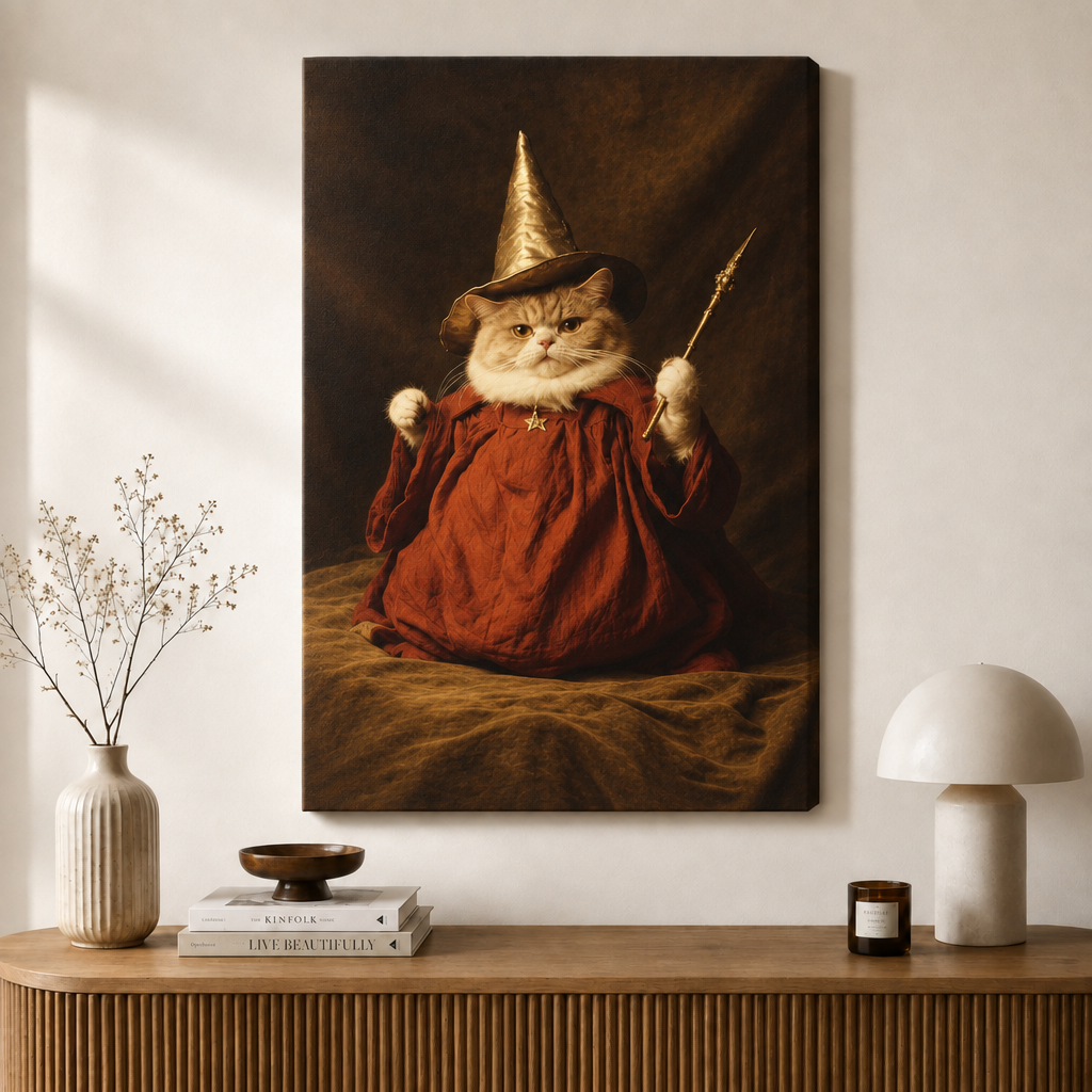 Wizard Cat Oil Painting Canvas Art