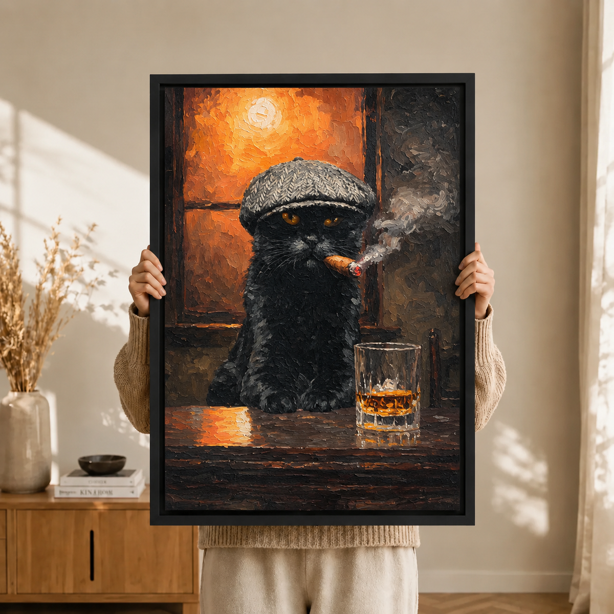 Gangster Cat Whiskey Canvas Art