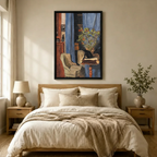 Vintage Interior Black Cat Canvas Wall Art