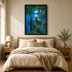 Mediterranean Night Cat Canvas Wall Art