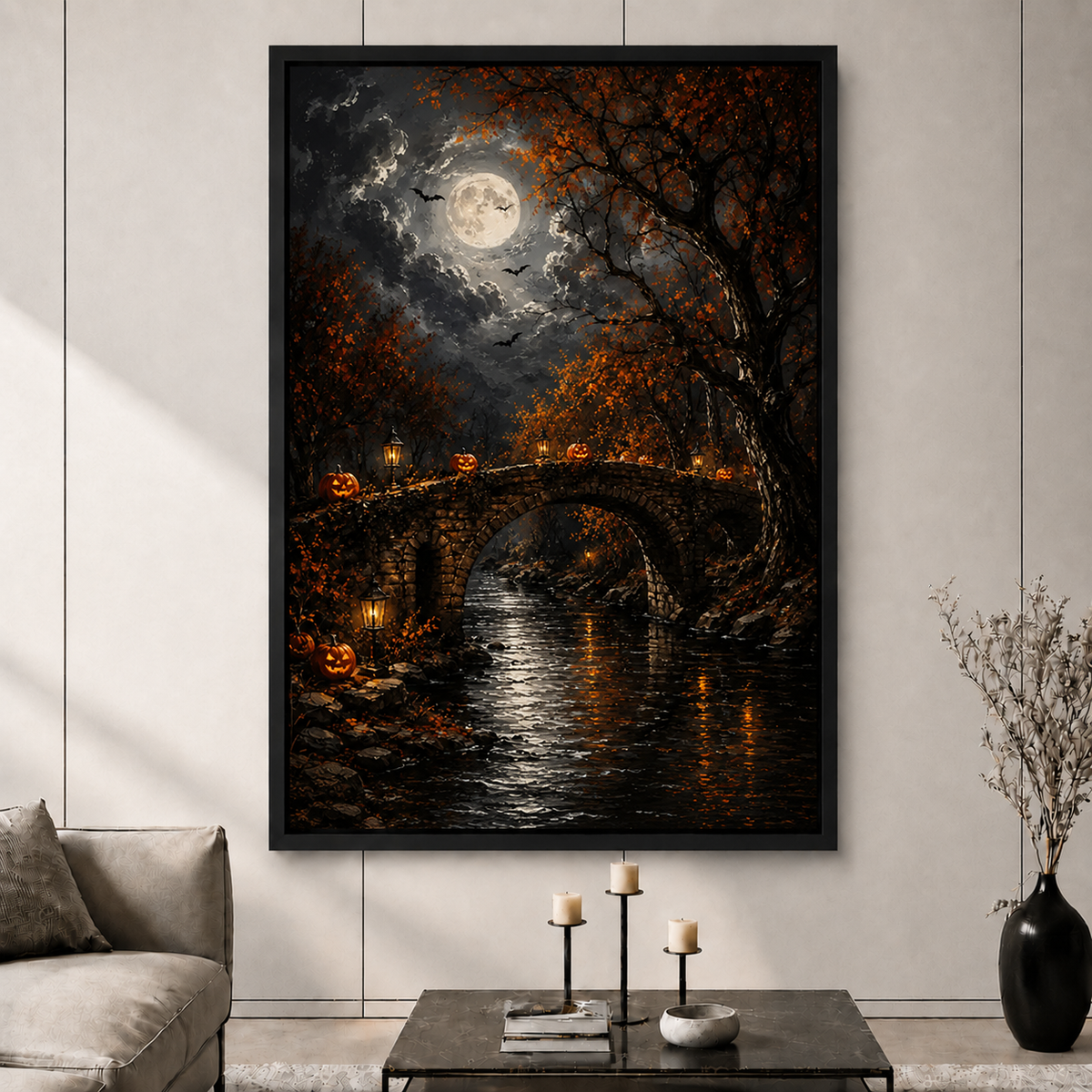 Moody Night River Gothic Landscape Wall Decor