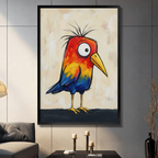 Colorful Crazy Bird Expressionist Canvas Wall Art w6012