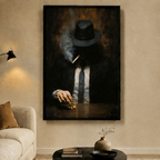 Noir Gentleman Whiskey Cigar Dark Oil Canvas