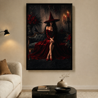 Red Witch Candlelit Gothic Glamour Canvas Wall Art