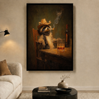 Raccoon Cowboy Whiskey Bar Canvas Wall Art