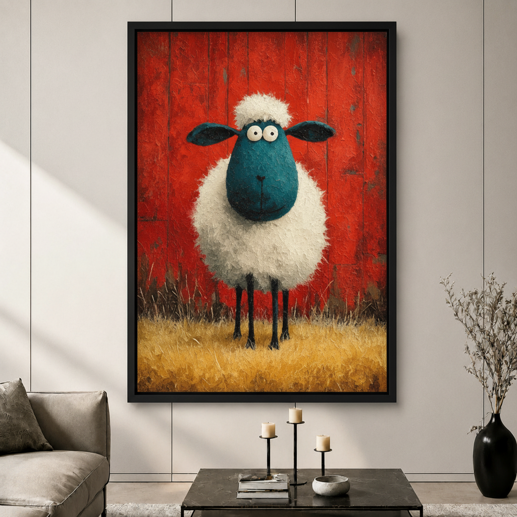 Whimsical Sheep Farmhouse Funny Canvas Art