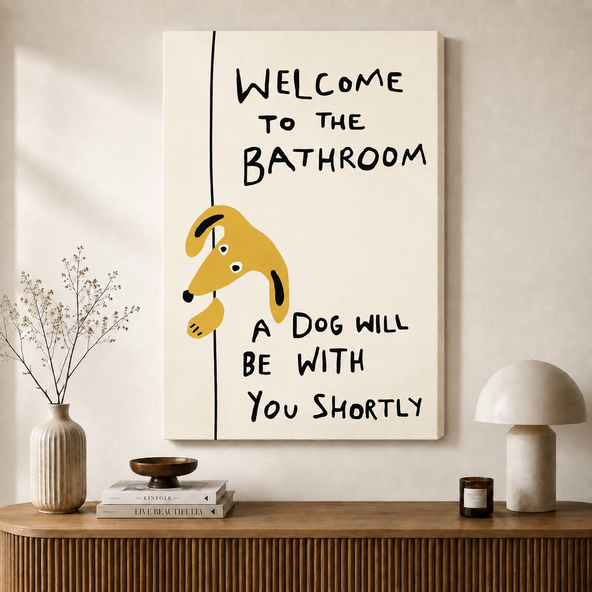 Funny Dog Bathroom Quote Canvas Wall Art