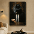 Noir Gentleman Whiskey Cigar Dark Oil Canvas