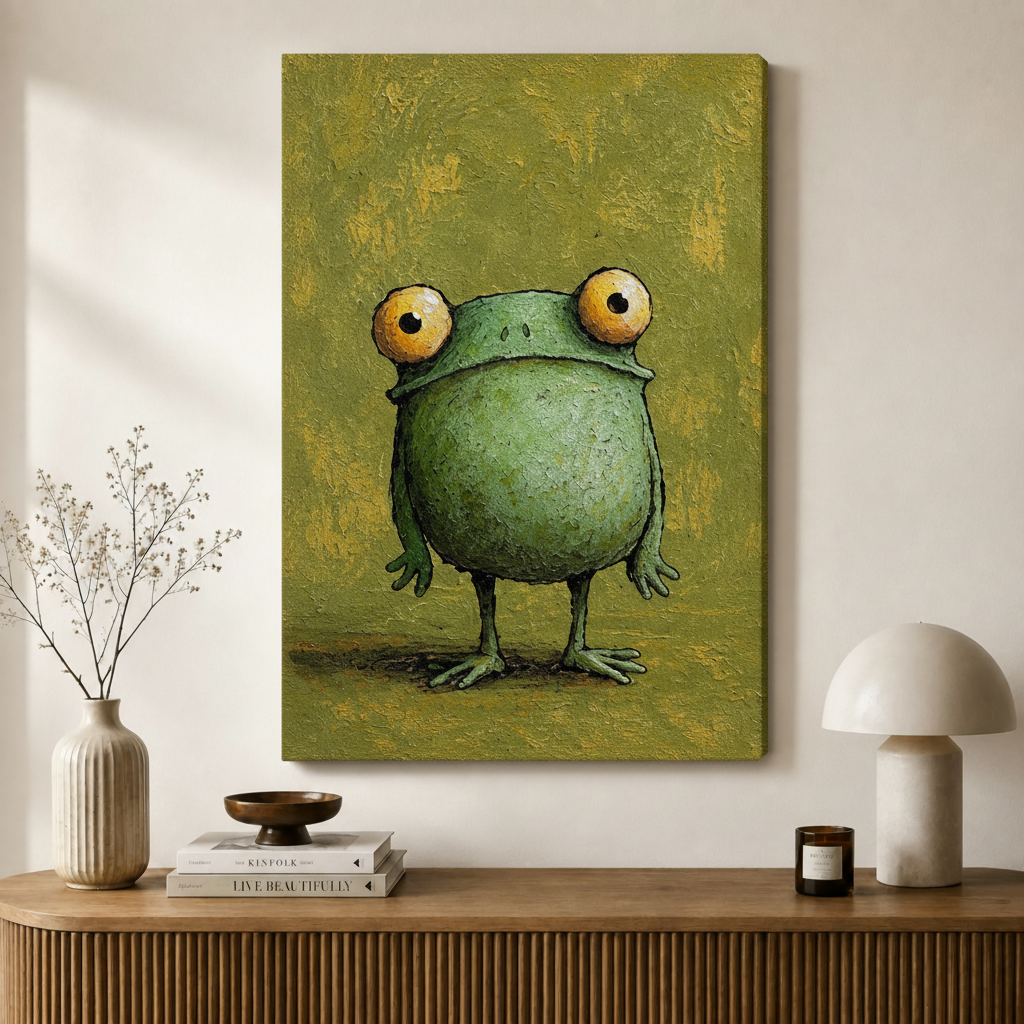 Chubby Frog Oil Painting Canvas Art