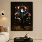 Gentleman Whiskey Chair Dark Cinematic Canvas Art