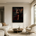 Red Witch Candlelit Gothic Glamour Canvas Wall Art