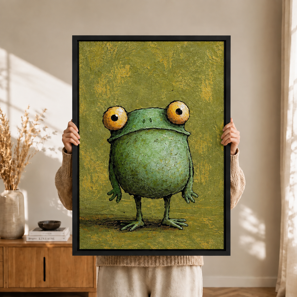 Chubby Frog Oil Painting Canvas Art