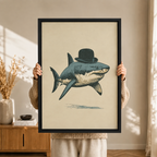 Vintage Dapper Shark Canvas Wall Art