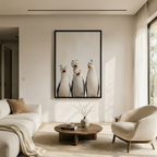 Four Curious Seagulls Whimsical Portrait Canvas Art