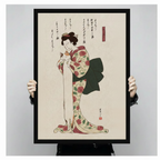 Japanese Ukiyo-e Woman Cat Canvas Art w6607