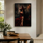 Red Witch Candlelit Gothic Glamour Canvas Wall Art