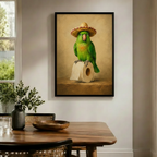 Sombrero Parrot Toilet Paper Funny Canvas Art