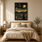 Van Gogh Starry Night Black Cat Canvas Art