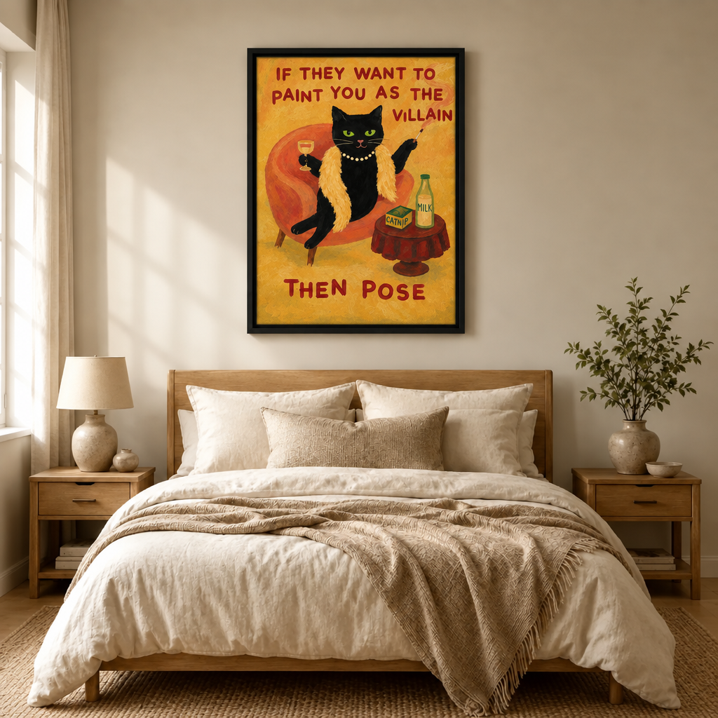 Villain Pose Black Cat Canvas Art