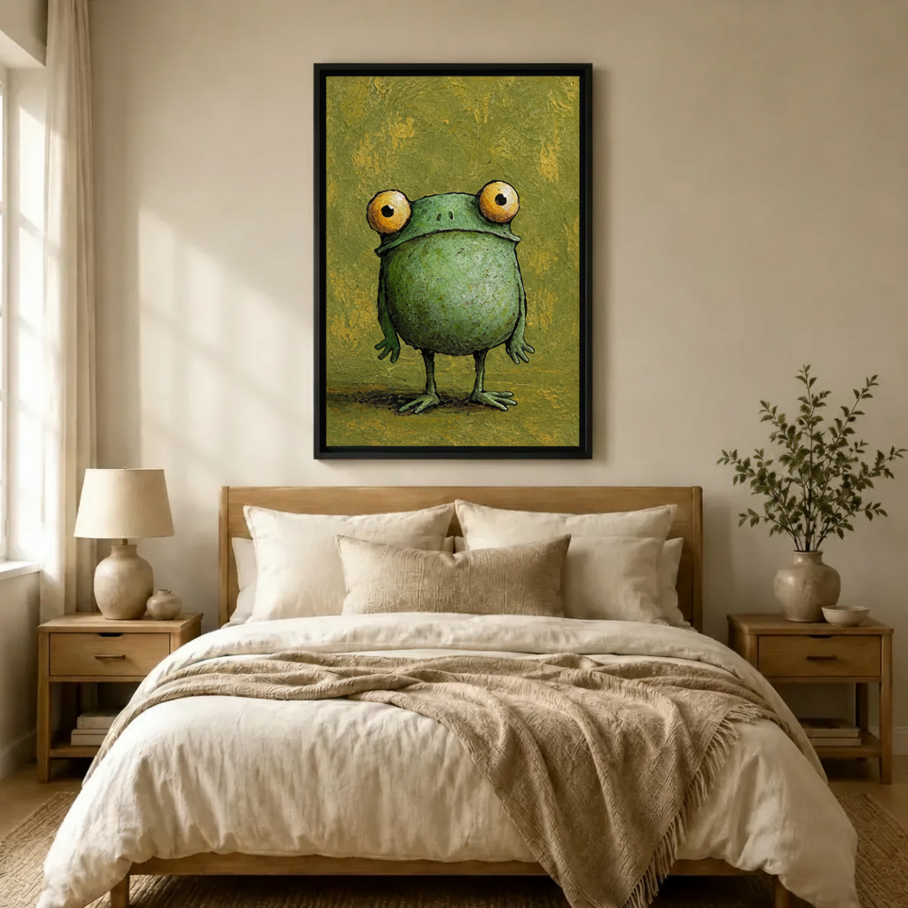Chubby Frog Oil Painting Canvas Art