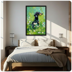 Dachshund Daisy Field Impressionist Canvas Wall Art