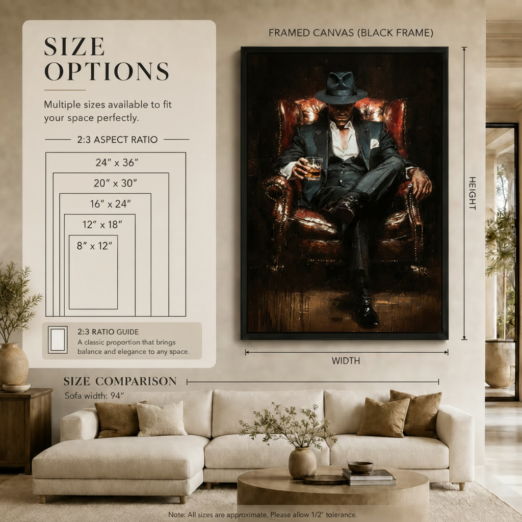 Gentleman Whiskey Chair Dark Cinematic Canvas Art