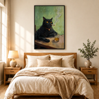 Cigar Cat Whiskey Black Cat Canvas Wall Art