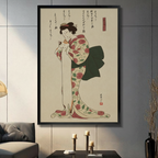 Japanese Ukiyo-e Woman Cat Canvas Art w6607